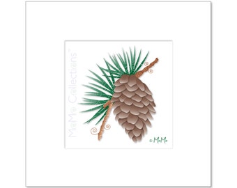 Impresión de arte digital: impresión pinecona imprimible (5 "x 5" imagen), arte colorido original, diseños vivos