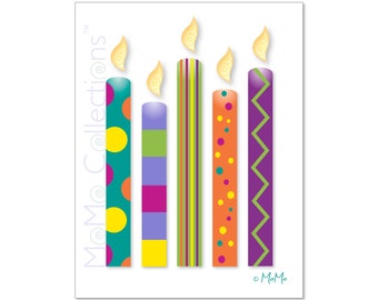 Tarjeta de cumpleaños imprimible (velas de cumpleaños): tarjeta de descarga digital, diseños coloridos originales, versos pegadizos, para ella, él, amigo & familiar