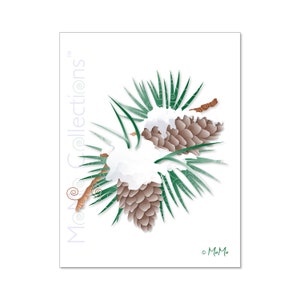 Afdrukbare (Blanco) Pinecone in Snow Card: Digitale Download Kaart, originele kleurrijke ontwerpen, catchy verzen, voor haar, hem, vriend en familie