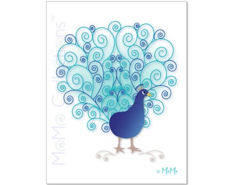 Tarjeta de cumpleaños imprimible (Peacock): tarjeta de descarga digital, diseños coloridos originales, versos pegadizos, para ella, para él, para amigo o familia