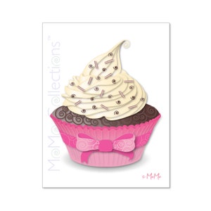 Cartão de aniversário para impressão (cupcake rosa): cartão de download digital, designs coloridos originais, versos cativantes, para ela, ele, amigo e família