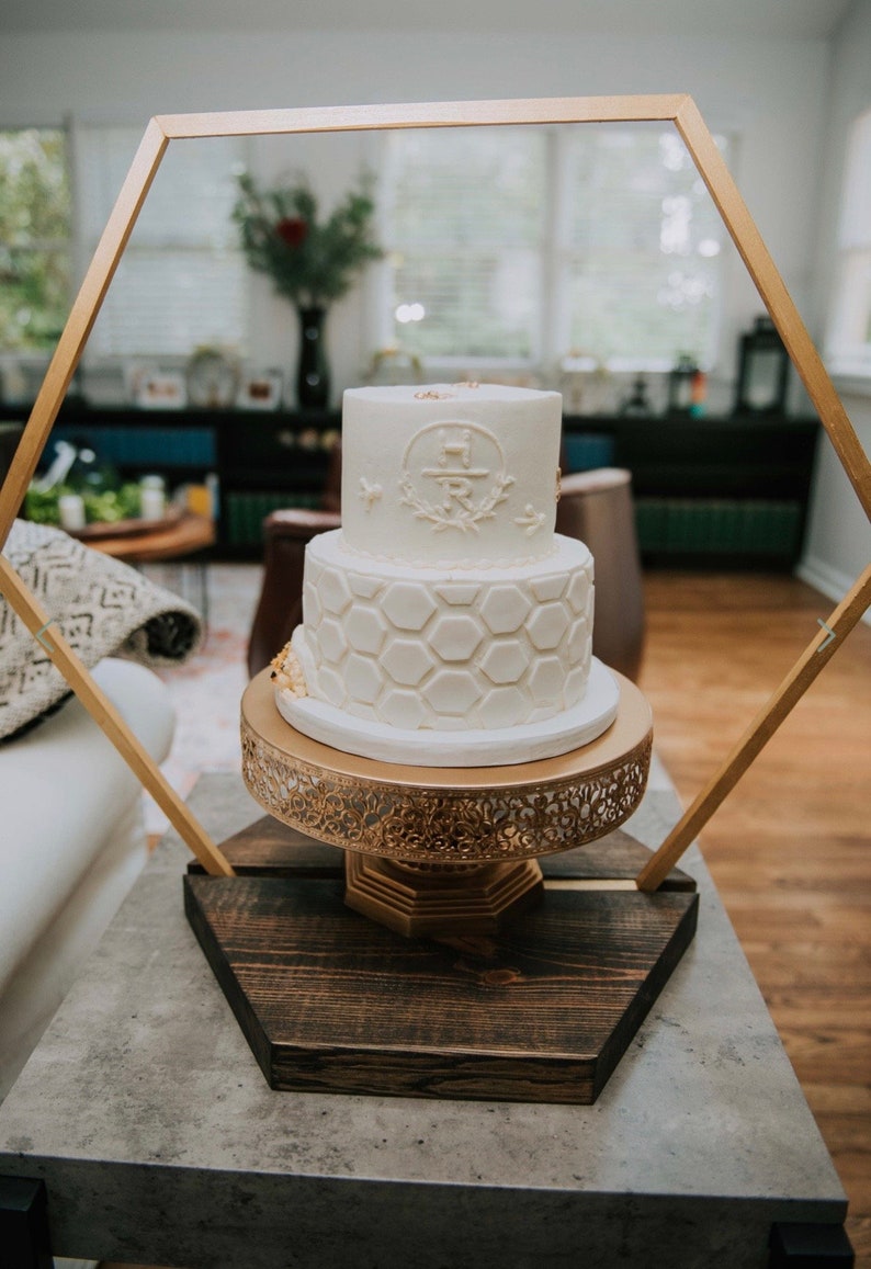 Geometric Hexagon Wedding Cake stand Hexagon Cake Stand Etsy