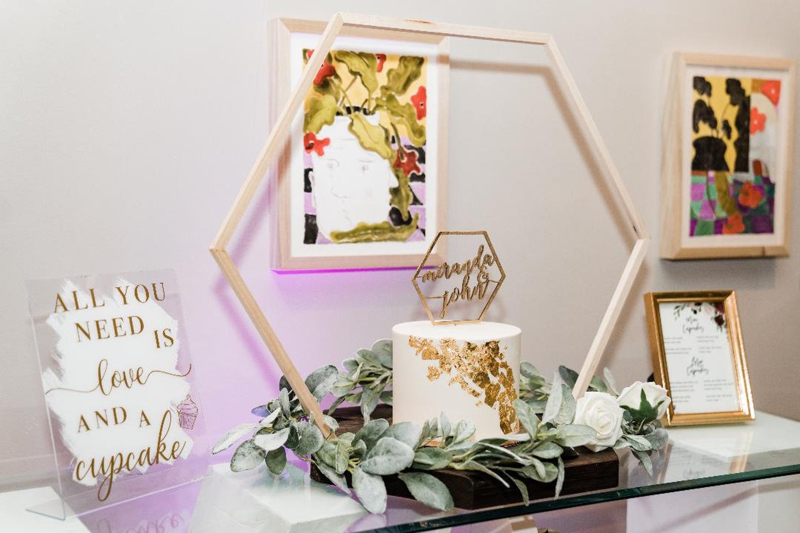 Geometric Hexagon Wedding Cake stand Hexagon Cake Stand Etsy