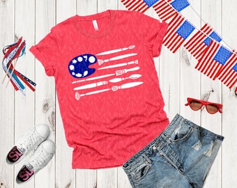 United we Paint Shirt (Imperfect), Art Teacher Shirt, Art Supply Shirt, Paint Supply Flag, Craft Supply Shirt, 4th of July Shirt