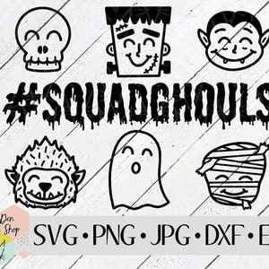 Squad Ghouls SVG, SVG Files for Cricut, Silhouette Files, Cut Files, Squad Goals, Halloween SVG, Spooky Szn, Monsters, Instant Download