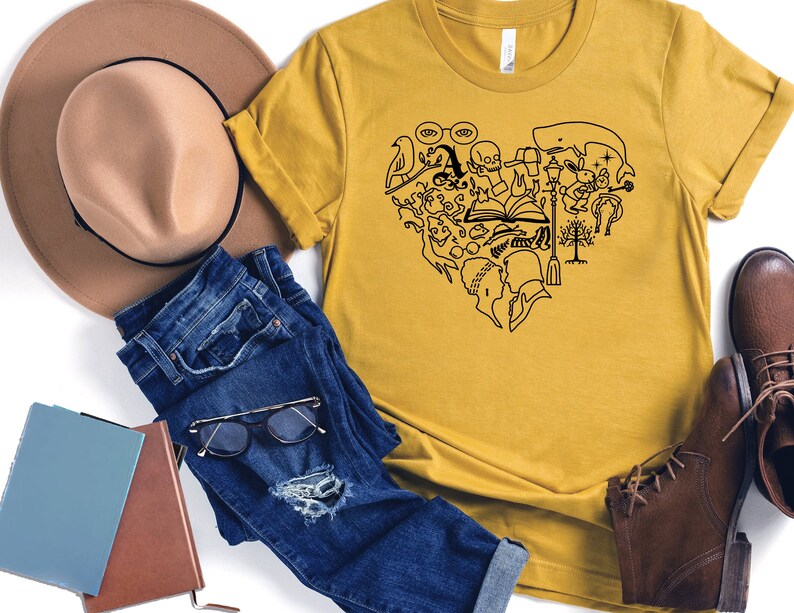 Heart Stuck in a Book Shirt BlackGraphic, English Teacher Shirt, Literature Shirt, Classic Books Shirt, Teacher Shirt, Book Shirt, Unisex image 1