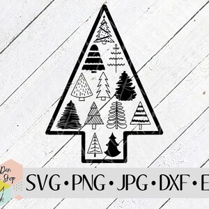 Christmas Tree Forest SVG, Cute Christmas SVG, Holiday Cut File, SVG Files for Cricut, Silhouette Files, Cut Files, Instant Download
