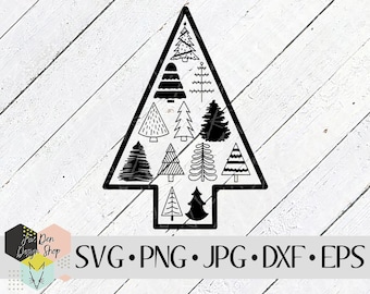 Albero di Natale Foresta SVG, Carino Natale SVG, File di taglio per le vacanze, File SVG per Cricut, File Silhouette, File di taglio, Download istantaneo