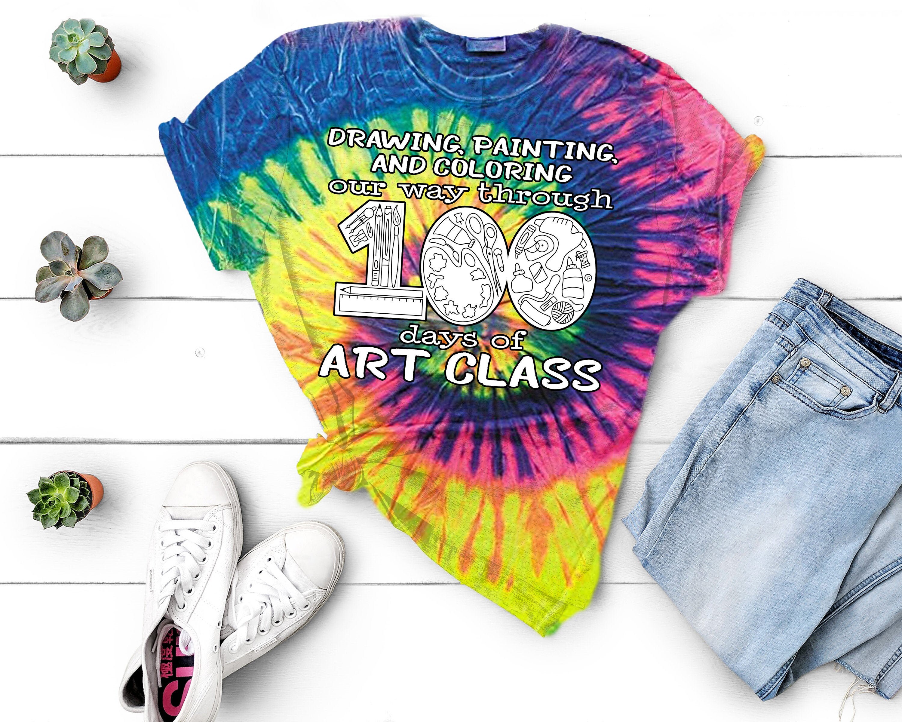 100 Days of Art Class 100th Day of School Shirt 100 Day Shirt Teacher Tee Teacher Shirt Art Teacher Shirt Tie Dye Shirt Unisex Cute