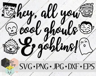 SVG di Ghouls e Goblins fantastici, file SVG per Cricut, file Silhouette, file tagliati, SVG di Halloween, Szn spettrale, mostri spaventosi, download immediato