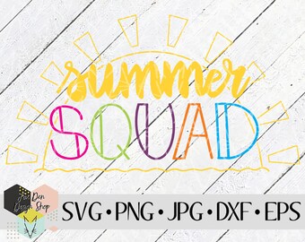 Summer Squad SVG, file SVG per Cricut, file Silhouette, file tagliati, Summer SVG, vacanze svg, sole svg, tramonto svg, download immediato