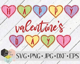 Happy Valentine's Day Conversation Hearts SVG, SVG Files for Cricut, Silhouette Files, Valentine Cut Files, Valentine's Day, Valentine SVG
