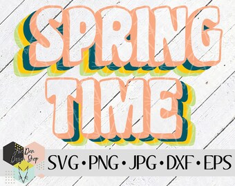 Primavera SVG, file SVG per Cricut, file Silhouette, file tagliati, Groovy SVG, Trendy Font svg, file laser dxf, decalcomania in vinile, Hello Spring