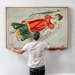 Vierge – Impressions du signe astrologique du zodiaque – Sydney Hall (1831) – Art astronomique vintage – Décoration murale avec ou sans cadre