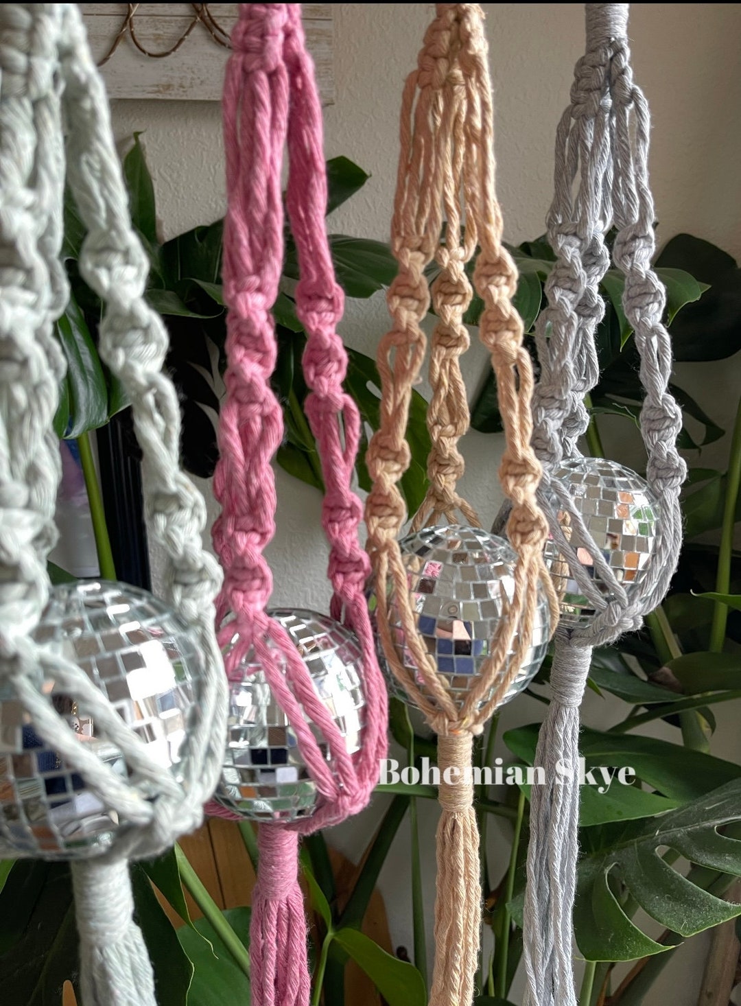 Macrame 3 Disco Ball Hanger Includes Disco Ball Gift for Etsy
