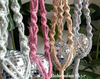 Macrame 3” disco ball hanger includes disco ball, gift for her, handmade gift