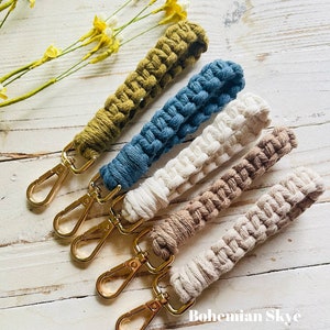 Mini Macrame Wristlet, Finger Loop Lanyard, Key Fob