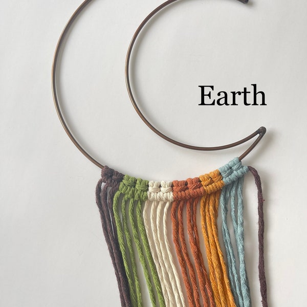 Macrame chakra rainbow colors crescent moon, gift idea, boho style hanging nursery decor