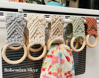 Porte-serviettes en macramé, décoration de cuisine bohème, accessoire de cuisine artisanal