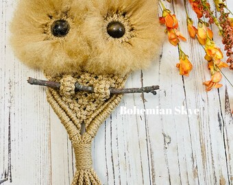 Macrame boho wall decor, vintage inspired art, gift idea, woodland nursery decor