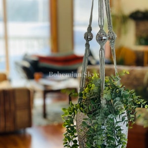 Macrame disco ball plant hanger, retro theme planter, disco ball decor
