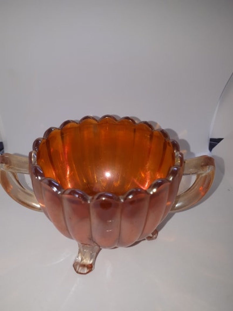Carnival Glass Sugar Bowl by Imperial Glass in the Pillar Flute Design
