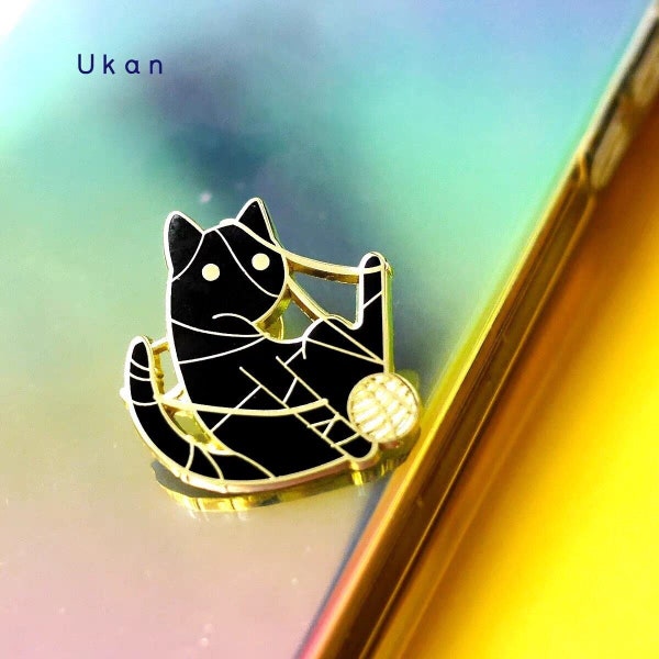 Black kawaii kitty pin, mini animal enamel pin, cute cat enamel pin set, gift for cat lovers, creative pins birthday gift, funny pin