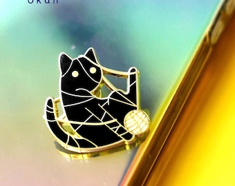 Black kawaii kitty pin, mini animal enamel pin, cute cat enamel pin set, gift for cat lovers, creative pins birthday gift, funny pin