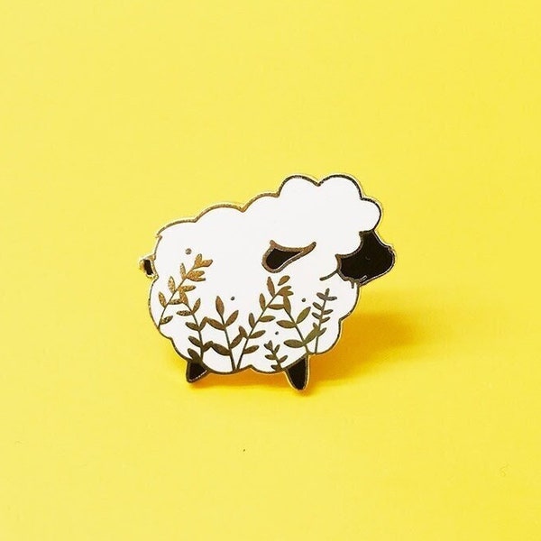 Floral sheep hard enamel pin, animal pin badges, lamb gift, cute sheep gifts, board filler pin, button pin for backpack, aesthetic pins