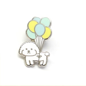 White toy poodle hard enamel pin, puppy enamel pin, dog lover birthday gift, kawaii pin, animal enamel pin gift for her, lapel pin set image 3