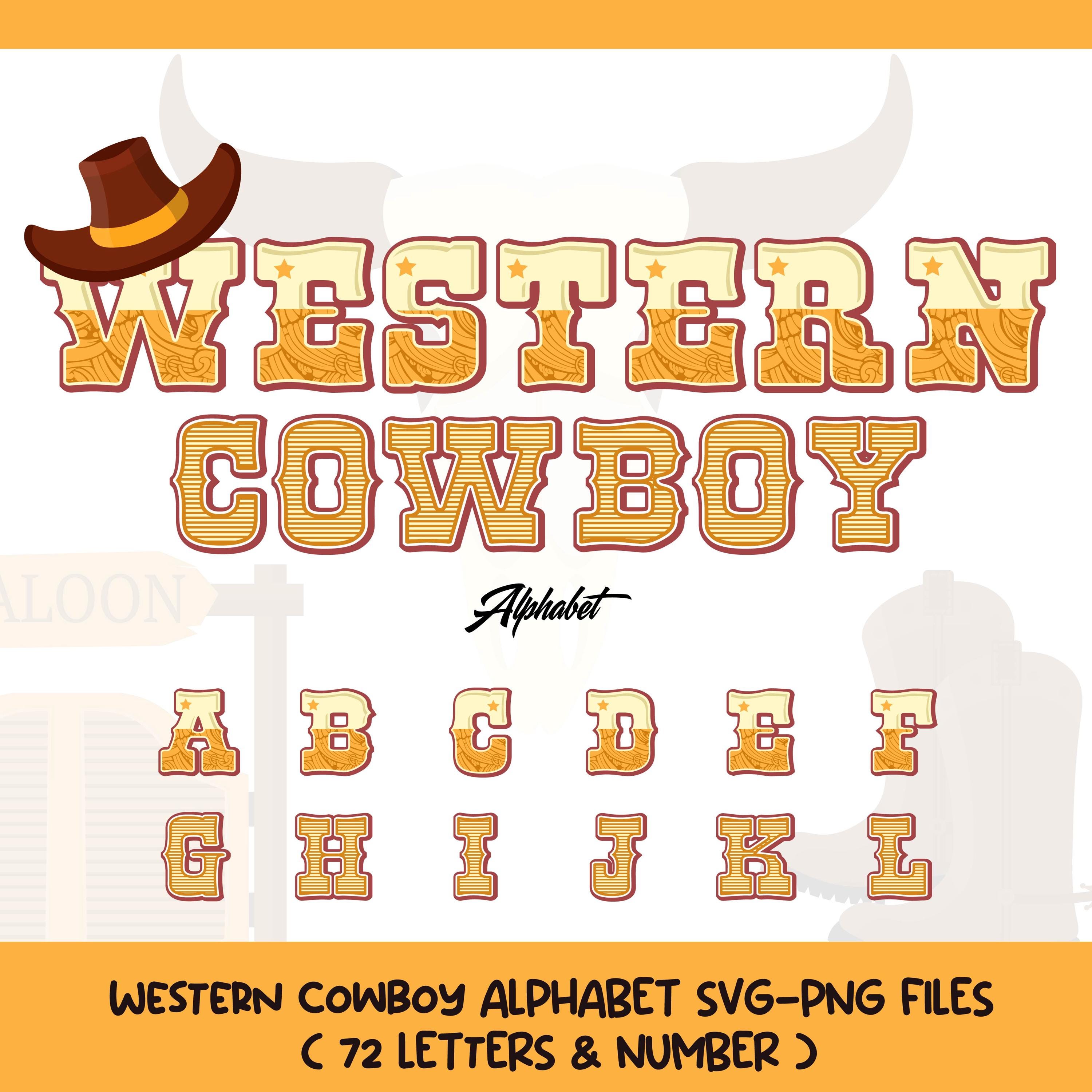 Western Cowboy Alphabet SVG PNG | Vintage Rodeo Font, Rustic Ranch ...
