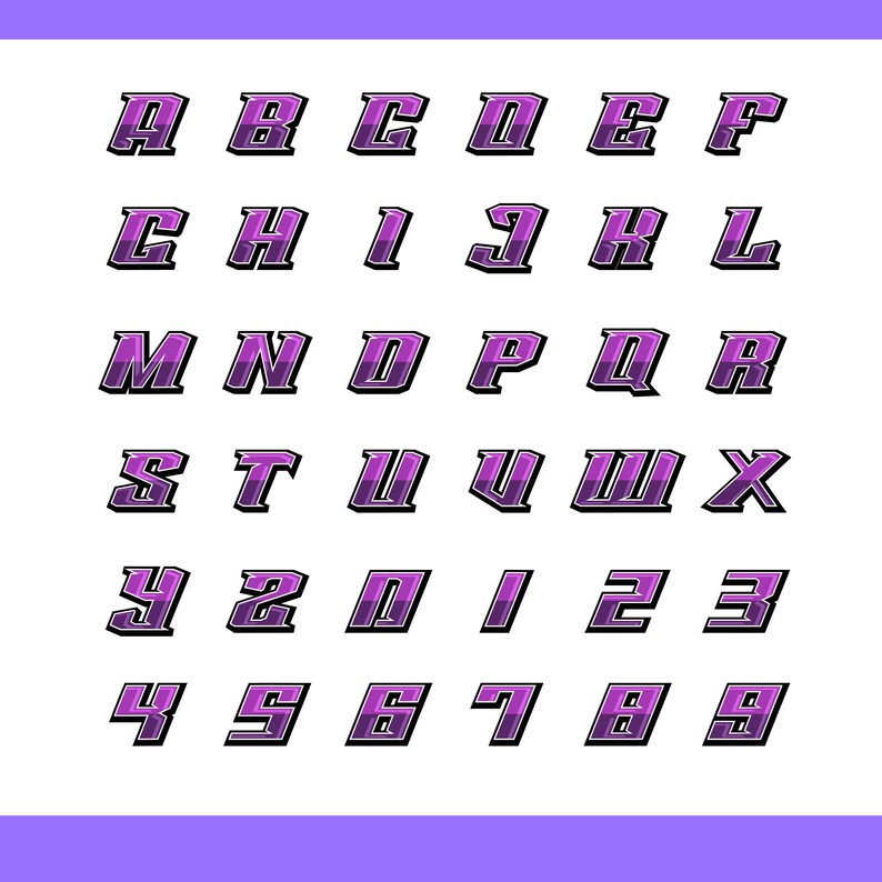Purple Racing Alphabet SVG | Sports Font, Cricut Ready (digital ...