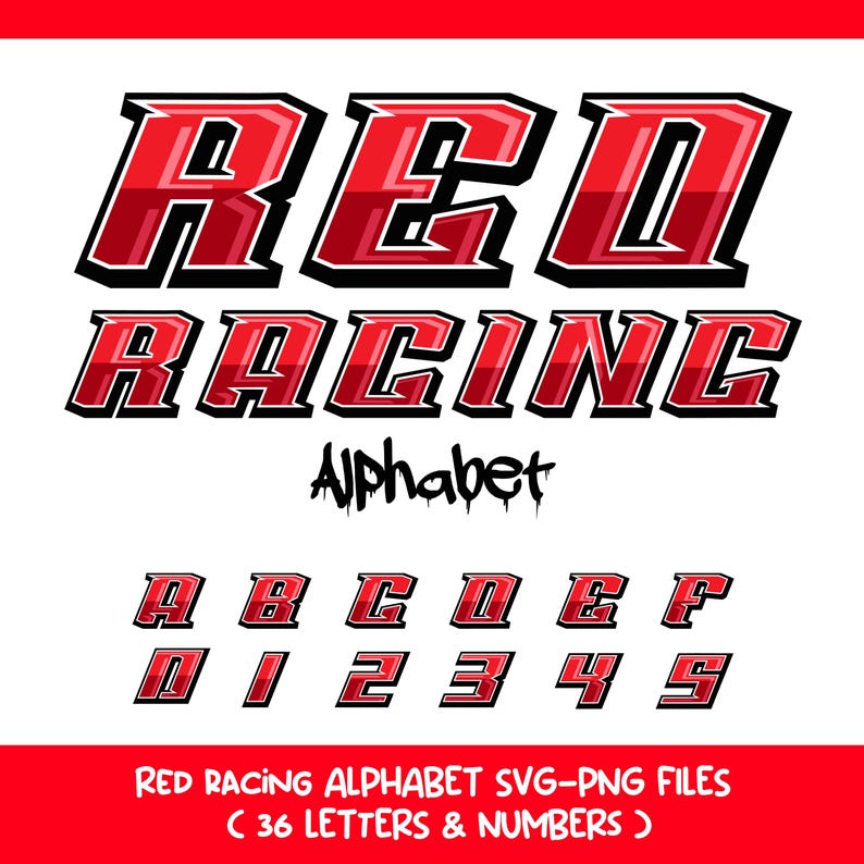 Red Racing Letters Red Racing Alphabet SVG PNG | Sports Font, Cricut Ready (digital ...