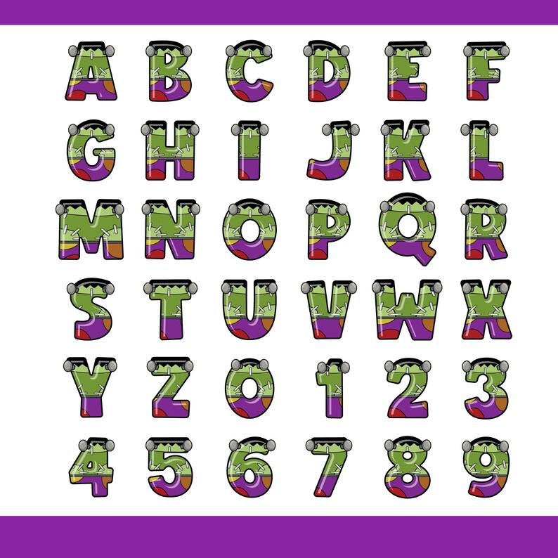 Halloween Monster Alphabet PNG SVG Clipart, Spooky Doodle Letters ...