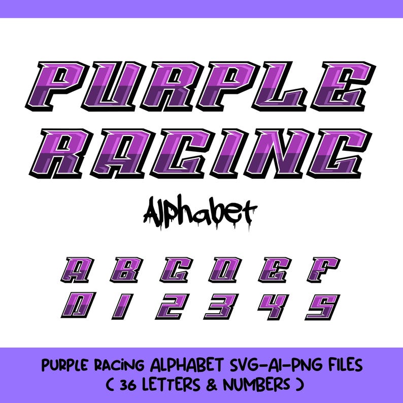 Purple Racing Alphabet SVG | Sports Font, Cricut Ready (digital ...