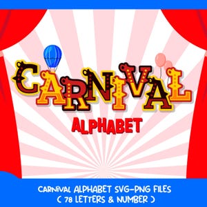 Carnival Circus Alphabet SVG | Fun Bold Letters for Cricut & Kids Party Decor | Instant Download PNG Bundle