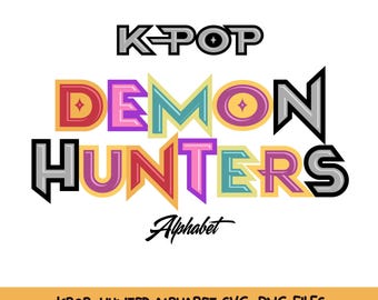 Kpop Demon Hunters-alfabetet | Retro fetstil (SVG, PNG)