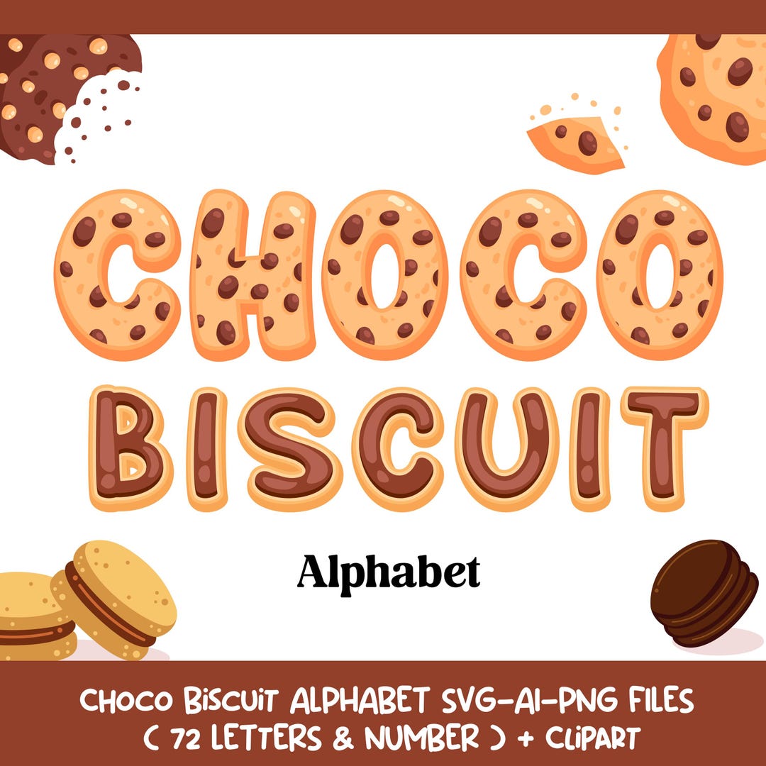 Cookie Font Alphabet | Choco Biscuit Letters, Numbers (SVG, PNG) - Etsy
