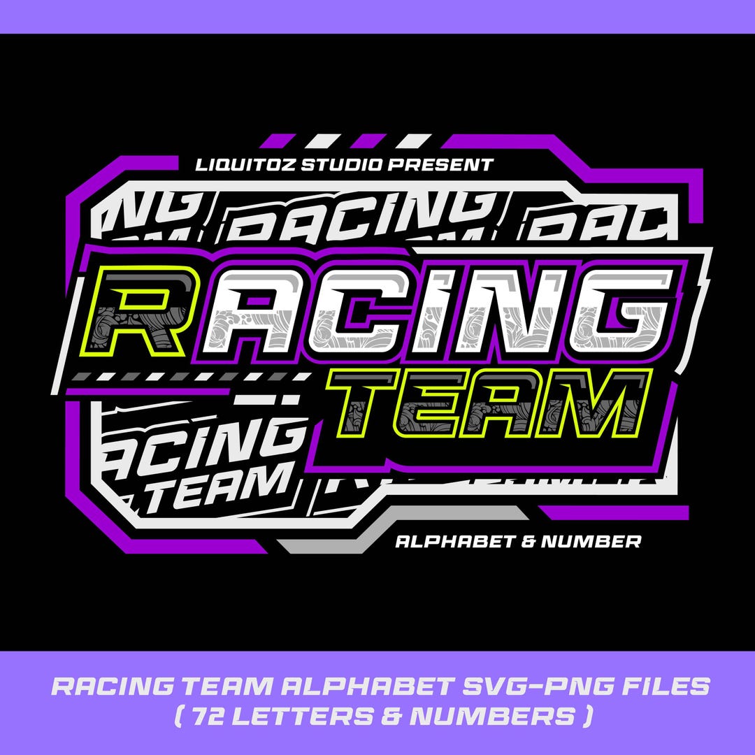 Racing Team Alphabet SVG Bundle | Bold Motorsport Font, Numbers ...