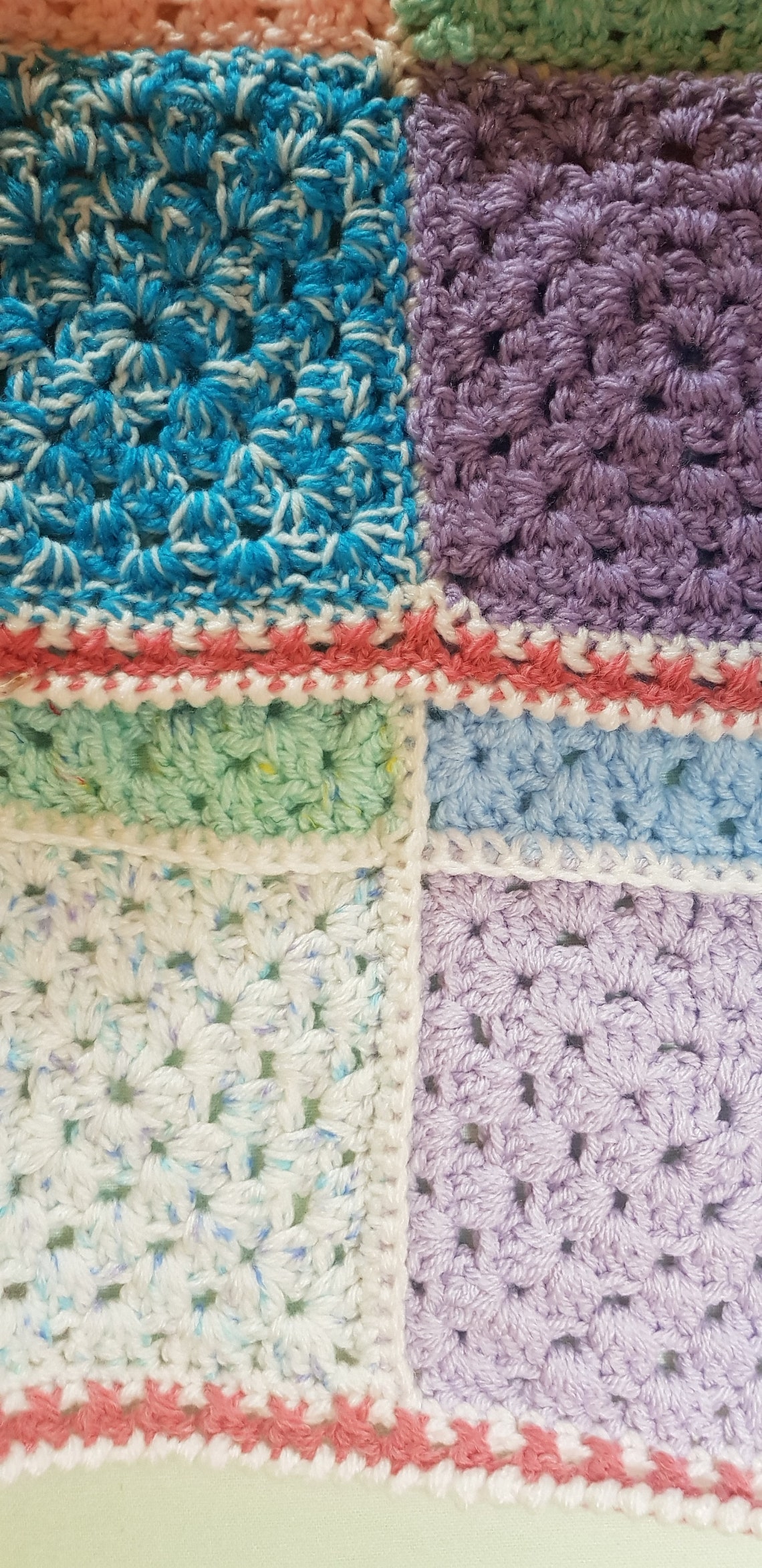 Crochet Baby Blanket Multi Colour Square Patchwork Etsy