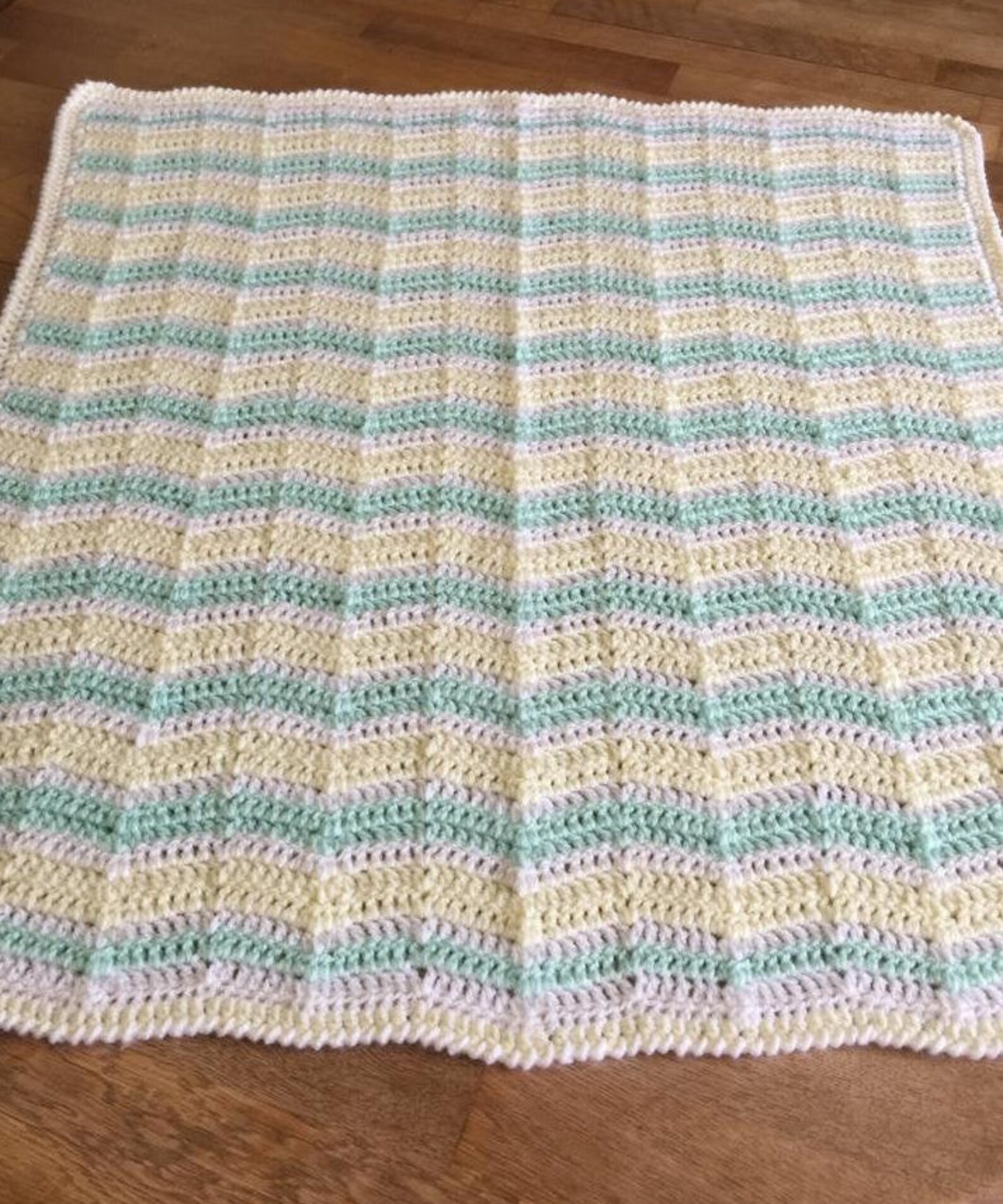 Crochet Baby Blanket Zigzag Pattern in Lemon White and Etsy