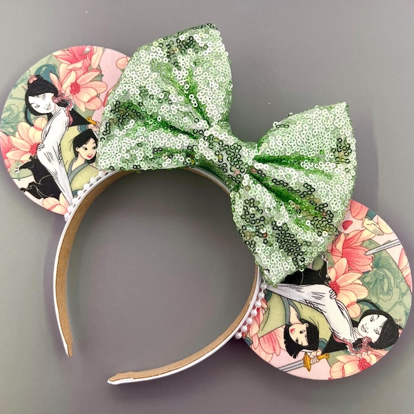 Floral Princess Mulan Mouse Ears - Custom Bow!