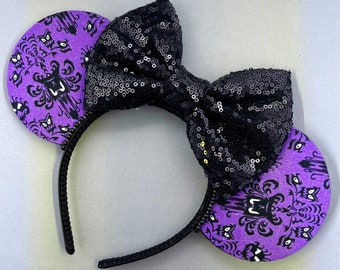 Haunted Mansion Wallpaper Print Mouse Ears - Custom Bow