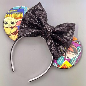 Mandalorian Grogu Comic Star Wars Mouse Ears - Custom Bow
