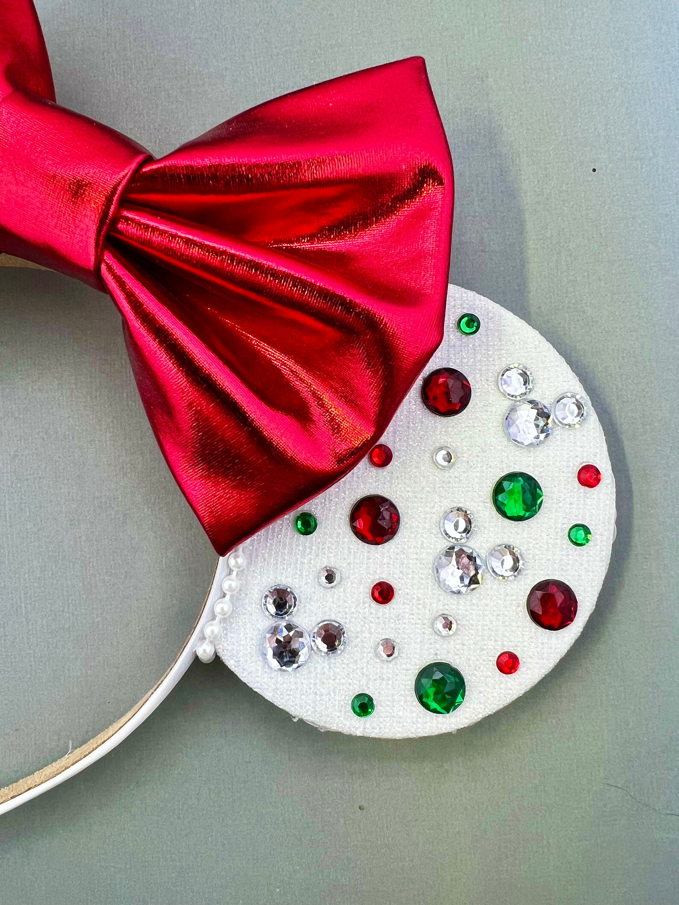 Holiday Bejeweled Christmas Mouse Ears - Custom Bow! - Etsy display picture 1