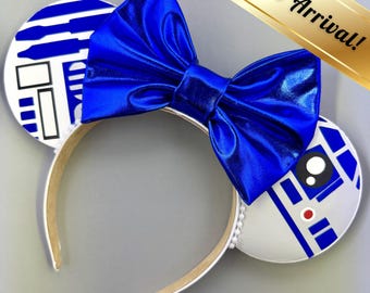 Orejas de ratón con temática de R2-D2/Star Wars - Lazo personalizado