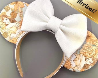 Floral Princess Belle/Beauty and the Beast Mouse Ears - Custom Bow!