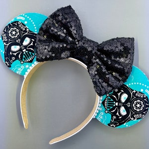 Darth Vader Turquoise/Teal Sugar Skull Star Wars Mouse Ears - Custom Bow