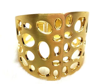 Opening Gold Metal Bangle Bracelet, Gold Bangle Cuff Bracelet, Vintage Women Jewelry, Big Cuff Bracelet Bangle for Womеn, Gold Vintage