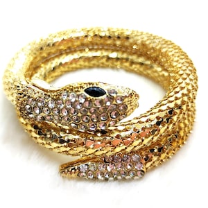Crystal Snake Bracelet, Rhinestone Bangle Bracelet, Snake Jewelry, Rhinestone Snake Bracelet, Snake Cuff Bangle Bracelet Woman